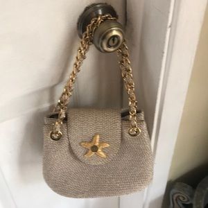 WHITE AND GOLD ERIC JAVITS SQUISHEE BAG